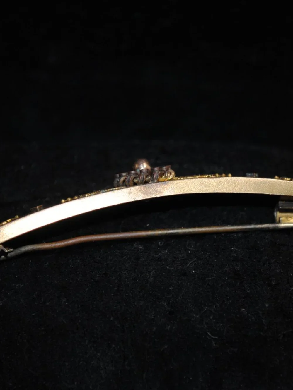 Antique Victorian Brass Bar Pin / Brooch with Filigree Design